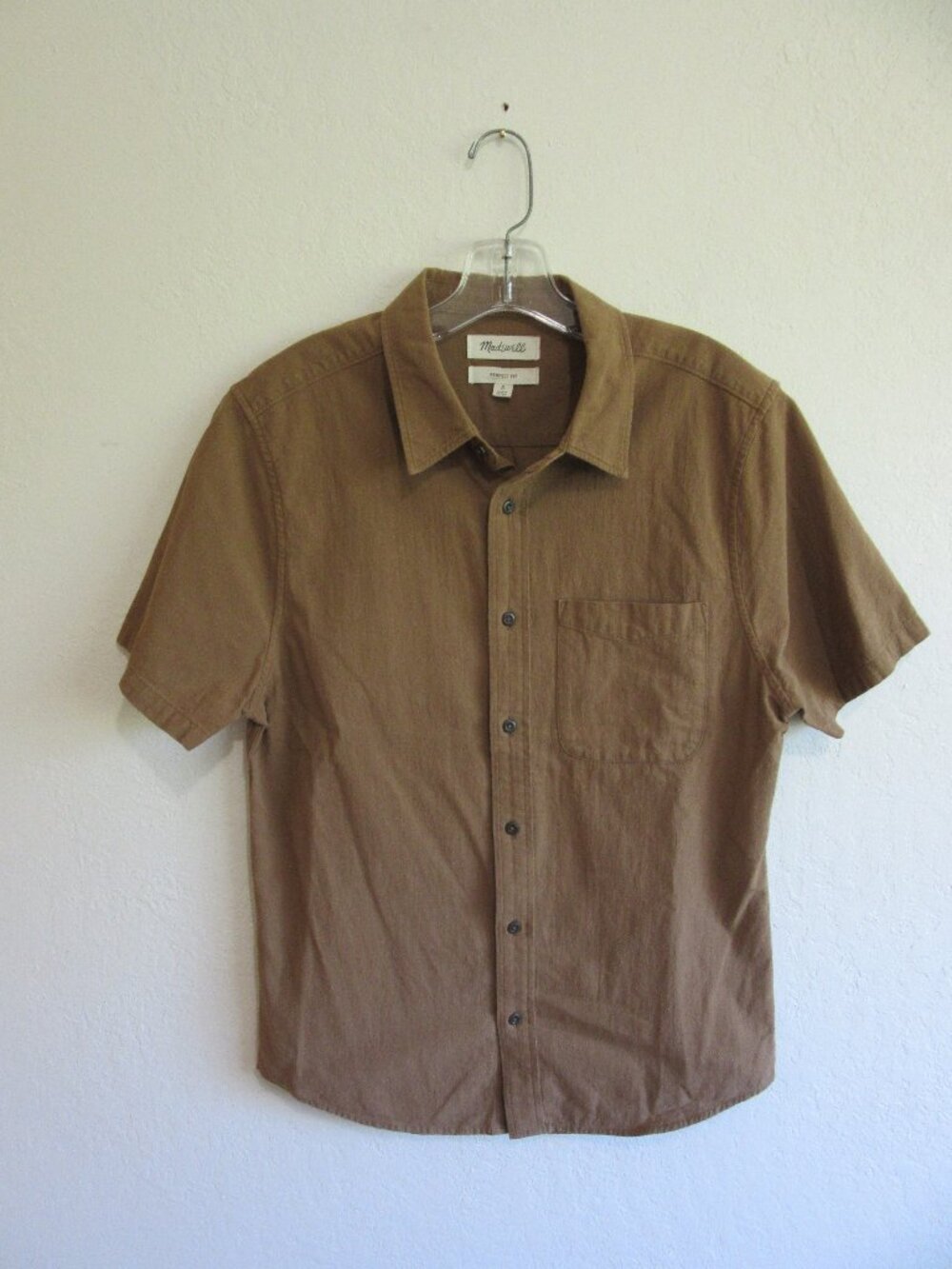 Madewell Tan S Perfect Fit Cotton Short Sleeve Shirt